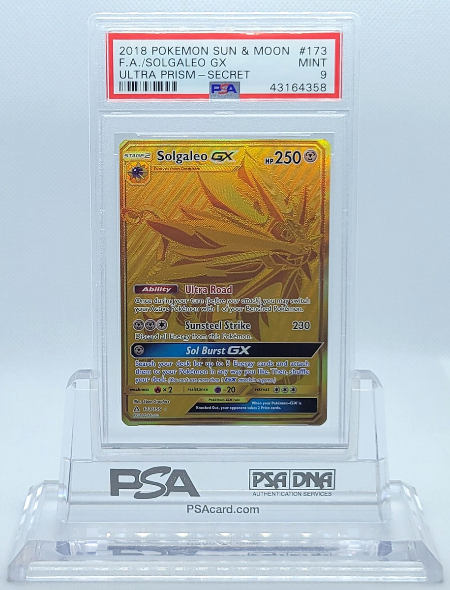 POKEMON ULTRA PRISM SOLGALEO GX #173 SECRET RARE HOLO FOIL PSA 9