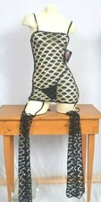 Clubwear Black Crochet Dress Suspenders & Legwarmers Fishnet Dreamgirl Y2K