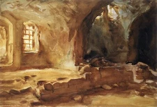 Oil painting Ruined-Cellar-Arras-John-Singer-Sargent-oil-pai cityscape landscape