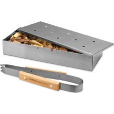 Räucherbox Edelstahl Gasgrill Smokerbox Räucherdose inkl. Grillzange für Grill