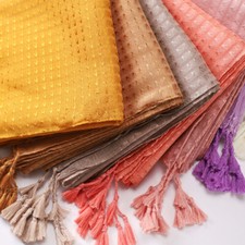 Fashion Ladies Hijab Scarf Women Solid Color Muslin Scarves Wrap Shawl Tassel
