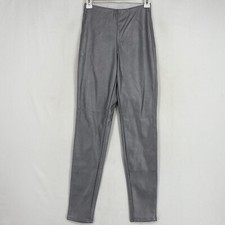Divided H M Womens 24 Waist Faux Leather Leggings Dark Silver Pull-On High Rise