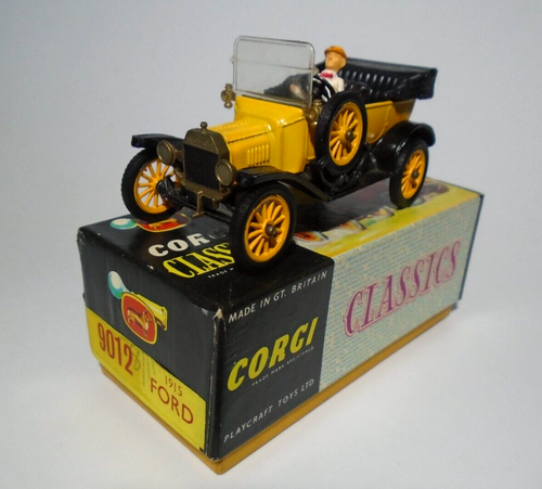 Corgi Classics 9012 1915 Ford Model T, Yellow, Driver Figure, Boxed