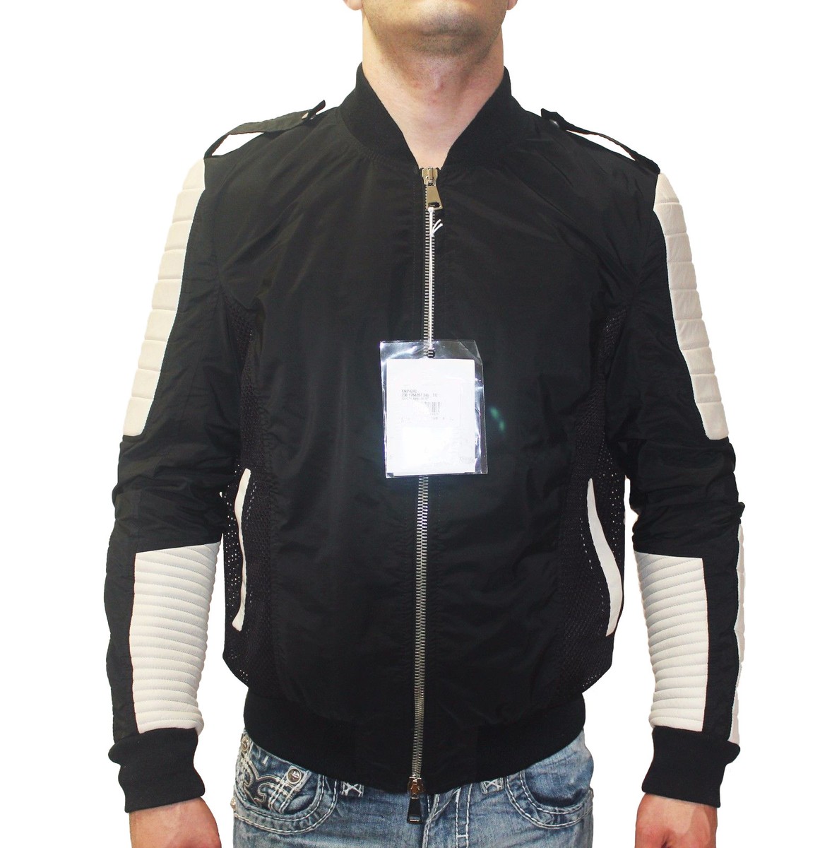 Yes London Leather Quilted Details Moto Bomber Jacket Mens Size M 