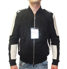 Yes London Leather Quilted Details Moto Bomber Jacket Mens Size M Made In Italy