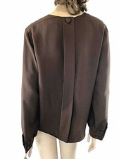 YVES YES SAINT LAURENT RIVE GAUCHE CHOCOLATE BROWN SILK SECRETARY SHIRT SIZE 36