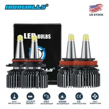 8-Sides LED Headlight Bulbs Conversion Kit 9005 H11 High Low Beam White 6500K
