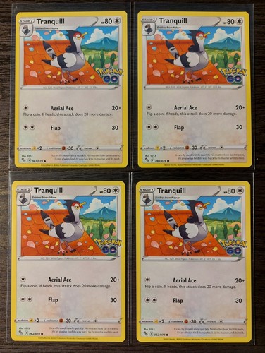 4x Unfezant 063/078, 4x Tranquill 062/078, 4x Pidove 061/078 Pokemon GO card NM - Imagen 2 de 3