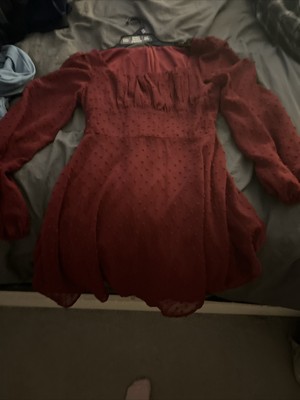 red long sleeves dress