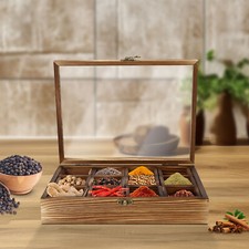 Wooden Spice Box Wooden Spice Rack Containers Spice Fit Box 12 Compartments