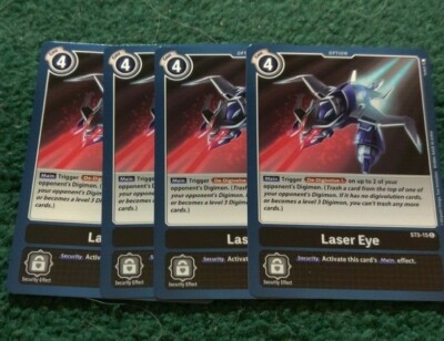 x4 Playset Digimon LASER EYE ST5-15 Black Option Common From Starter Deck TCG