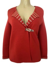 Saint James Jacket Blazer Red Wool Nautical France Long Sleeve Striped Collar 6 