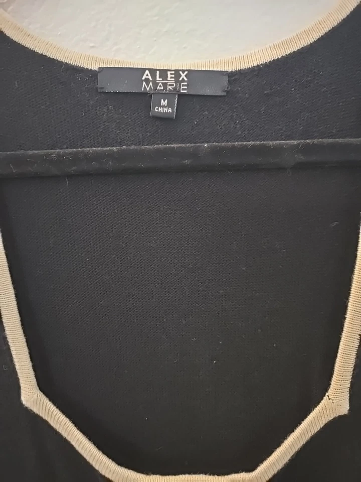 Alex Marie Old Money Knit Black and Tan Dress gold Buttons - Image 3 of 4