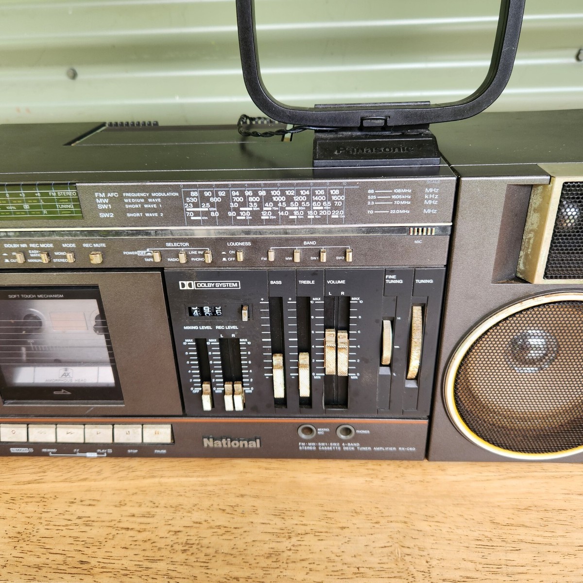 National RX - C60 Cassette Radio STEREO Vintage Black 80s BoomBox