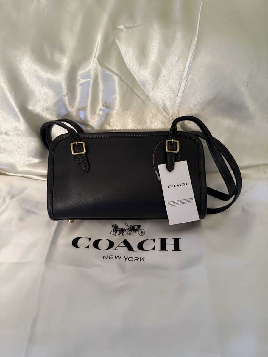 Coach NWT Black Swing Zip 20 Shoulder Bag with Brass Hardware and