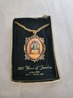 Vintage Liberty Bell American Flag Pendant Gold Tone Necklace, Bicentennial 70's — photo 1