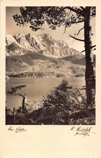 C137 Germany  landscape with mountain and lake RPPC 1937 vintage postcard