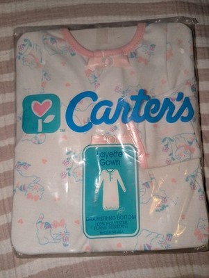 Vintage Carter's Baby Newborn Layette Gown Sleep Drawstring Bottom USA Cats Pink