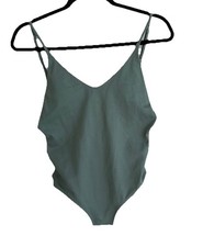 Aerie cheeky open side o-ring olive green one piece swimsuit size small