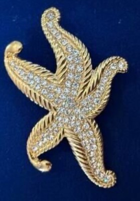 Vintage Miriam Haskell UNMARKED Diamond Rhinestone Starfish Brooch Pin BLING  