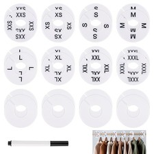 25 PCS Clothing Rack Size Dividers, Round White Plastic Size Markers, Pre-Lab...
