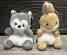 Aurora Palm Pals Lot Of 2 - Ella Bunny  Busky Husky New With Tags Mint