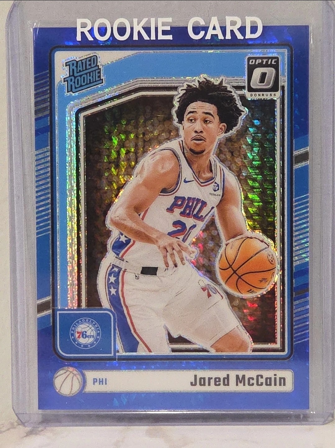 Jared McCain 2024-25 Panini Donruss Optic Blue Hyper #/175 Rated Rookie #270