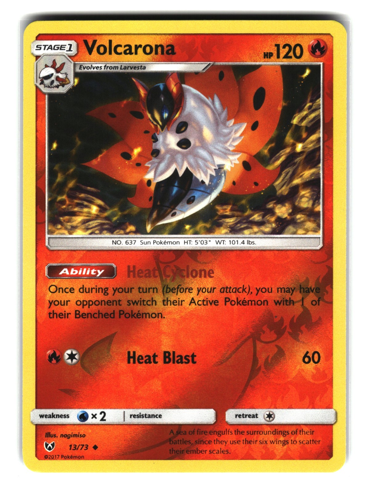 Volcarona 13/73 Holo Shining Legends Pokemon Card NM