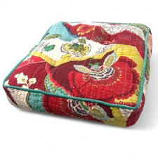 Floral Kantha Cushion Cover Filled KANTHA PILLOW 32X32X5" Floor Velvet Artisan