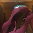 Xpress Red Suede Mary Jane Pointed Toe Stiletto Heels w/ Turquoise Trim — photo 1