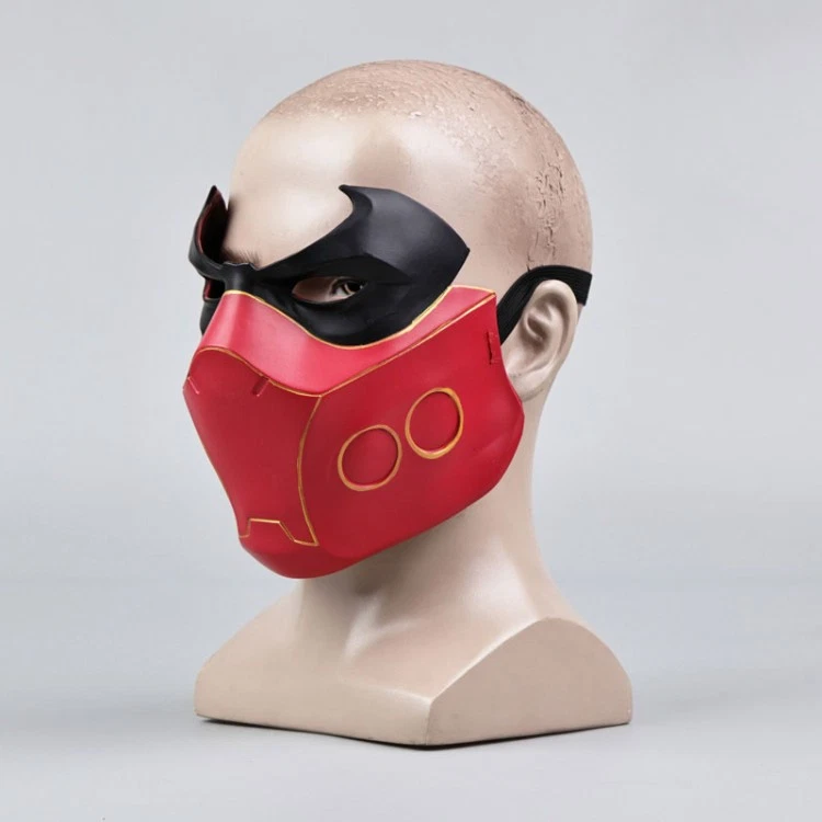 Batman Nightwing Robin Cosplay Red Helmet Halloween PVC Half Face Mask Props Toy - Image 4 of 4