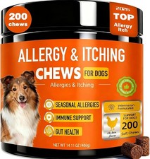 2 pc Dog Allergy Itching Chews 400Ct Gut Health Skin Relief Paws Chicken 11/27