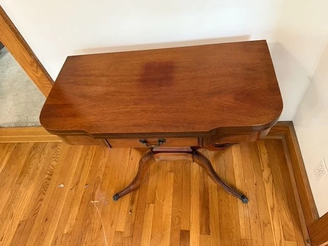 Victorian Style Mahogany Harp Lyre Console Table - Image 2 of 4