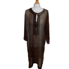 D&G Dolce & Gabbana Beach UK 8 IT 40 Leopard Print Sheer Kaftan Coverup