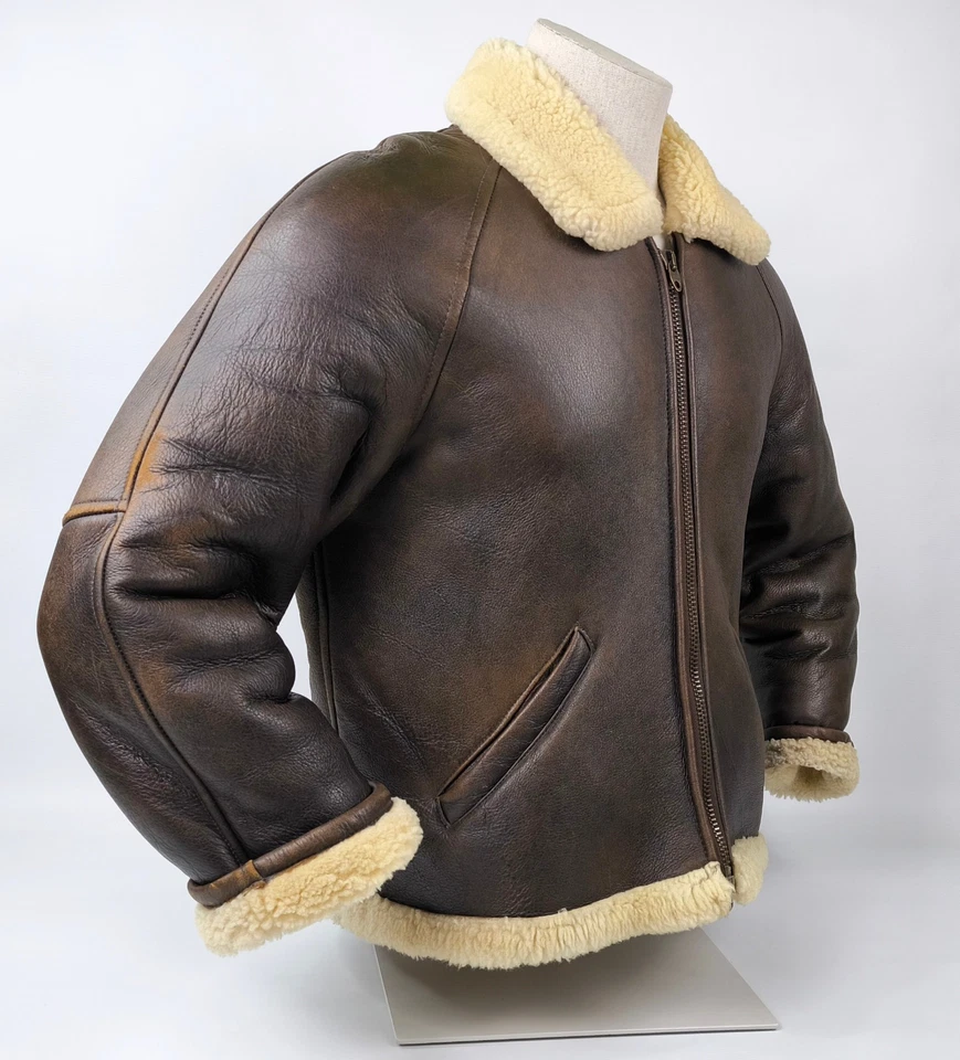 Chevignon Girl Lederjacke Lammfell braun Gr. M/L Made in France 90s Flying Wear - Bild 2 von 4