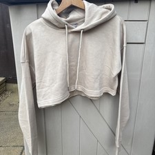 Size 12/14 Beige Cropped Hoodie Sweater