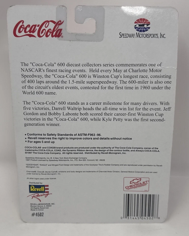 1997 Revell Racing Coca Cola 600 Monte Carlo Die Cast #1 Car 1:64 - Image 2 of 2