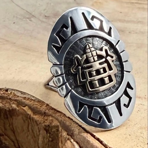 Hopi Jewelry 14k Marcus Lomayestewa corn maiden Ring