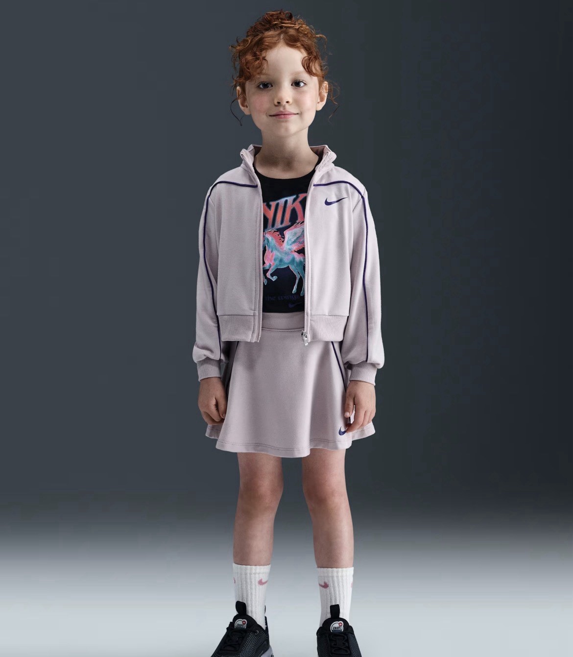 Nike Kids Girls Varsity Prep Toddler Track Scooter Jacket and Skirt Set XS 3-4