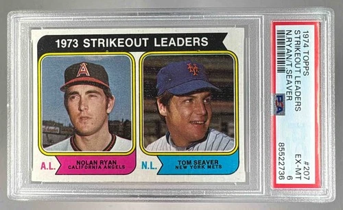 2736 1973 Strikeout Leaders Nolan Ryan Tom Seaver 1974 Topps #207 League PSA 6