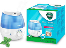 Vicks Mini Cool Mist Ultrasonic Humidifier (Compact, Quiet, for Better Sleep, Co