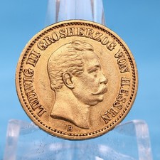 Hessen 20 Mark 1872 H Ludwig III.  * 7,96 Gramm - 900 Gold * Ss Jaeger 214