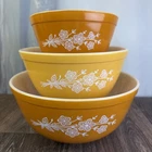 Vintage PYREX Butterfly Gold Mixing Bowl Set of 3 Nesting #401 402 403 USA VGC
