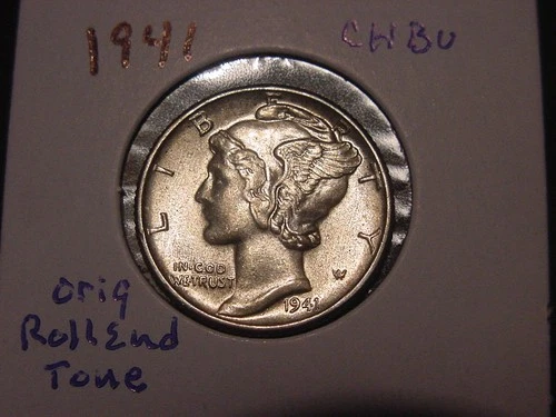 1941 MERCURY DIME CHOICE BU ORIGINAL ROLL END TONE POPULAR DATE PQ SHIPS FREE