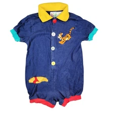 Vintage Pooh Tigger Winnie the Pooh Baby Romper 24M Boys Button Playsuit 90s