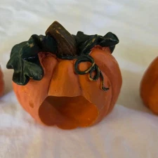 Vintage Pumpkin Napkin Rings Set of 4 Fall Thanksgiving Halloween Table Decor