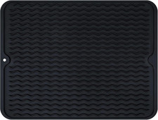 Silicone Dish Drying Mat Food Grade Quick Dry 16x12 Inch Black