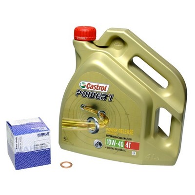 Kawasaki Ninja ZX6R, 07-15, ZX600P ZX600R; Castrol Power1 10w40 Öl; Mahle Filter