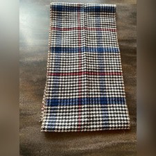 Black Houndstooth Plaid Scarf Blue Red Woven