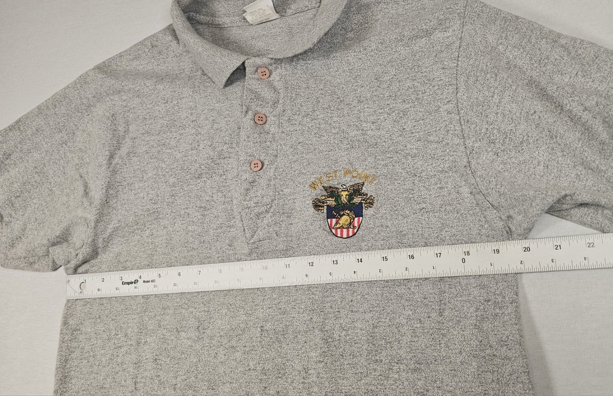 Vtg 90s West Point Gray Polo MVP Corp USA Military Academy Crest Embroidered Lrg View 5